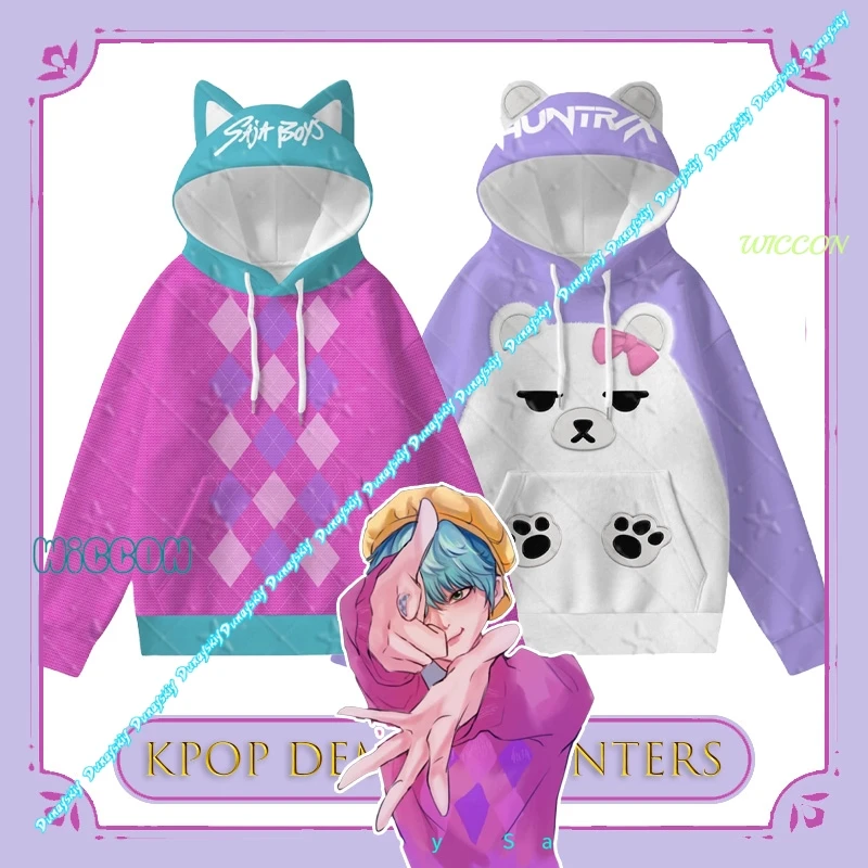 

Bear Ears Hoodie KPop Demon Hunters Mira Baby Cosplay Costume Anime Outfit Halloween Saja Boys Huntrix Party Wear