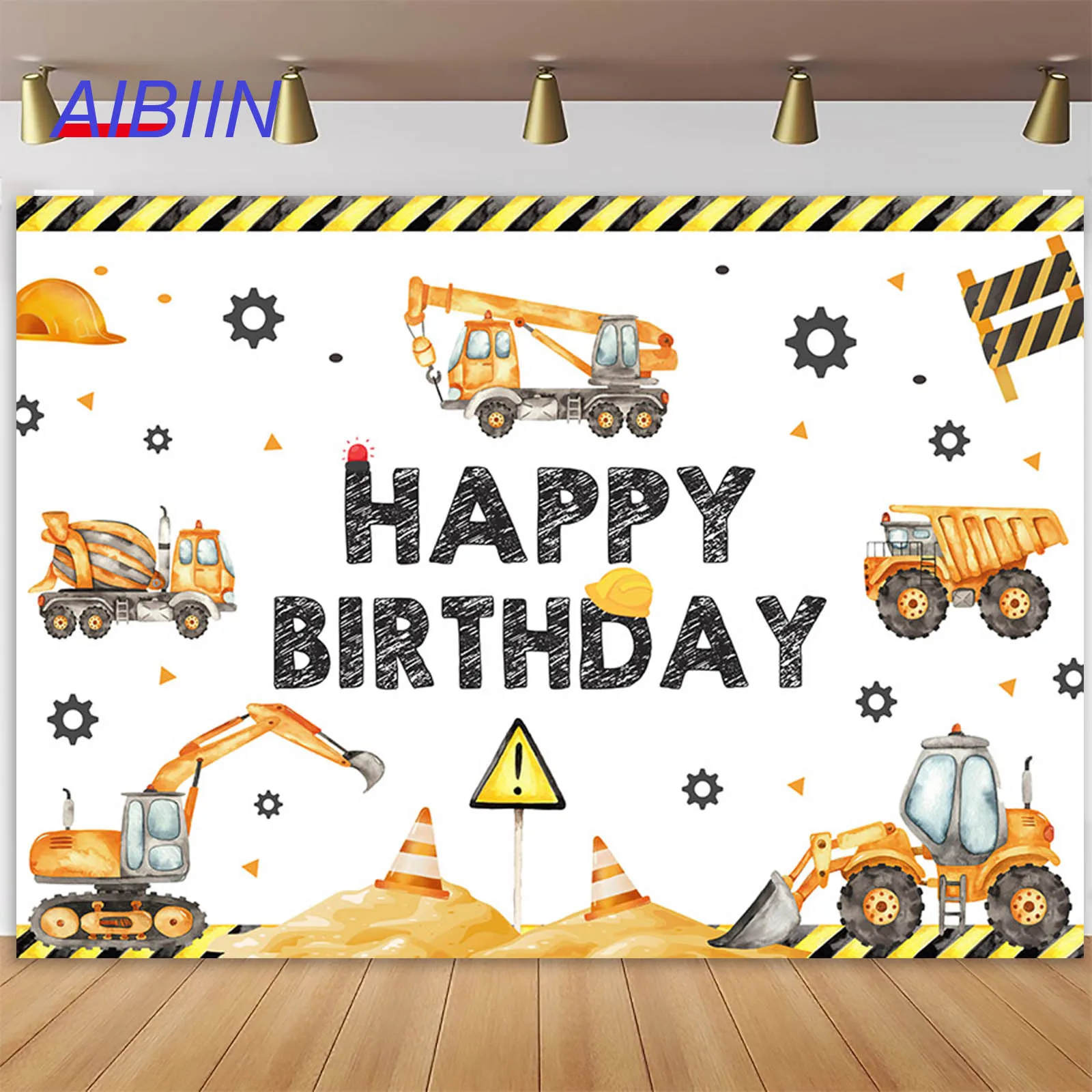 

Construction Team Photography Background Excavator Car Traffic Baby Birthday Backdrop Party Decor Cake Table Photozone Supplies