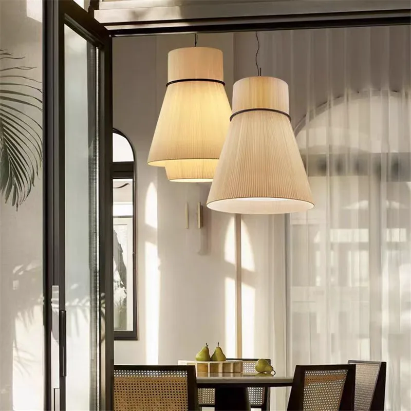 Folie pendant lamp for dining room fabric hanging lamp white pleated Restaurant Lamps Japanese Cafe bar table Decorative Lamp