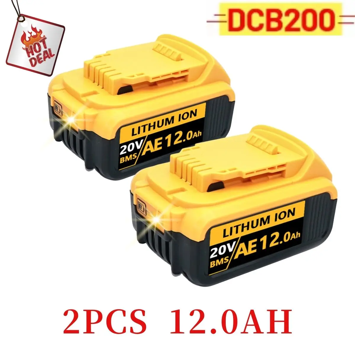 DCB200 1 2Ah 20V Battery Compatible with dewalt power Tools 18V rechargeable electric tool Lithium batteries 20V 18Volt