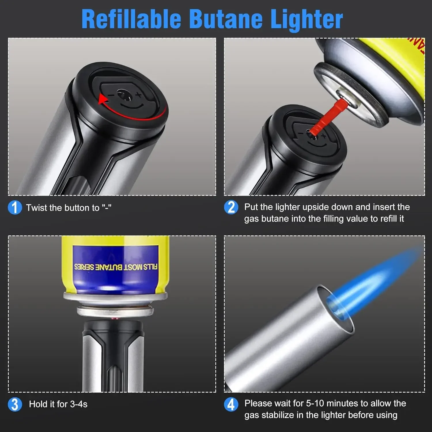 HOT HONEST Metal Torch Windproof Lighter Refillable Pen Lighter Jet Flame Butane Lighter Kitchen BBQ Candle Camping Men's Gadget - Image 4