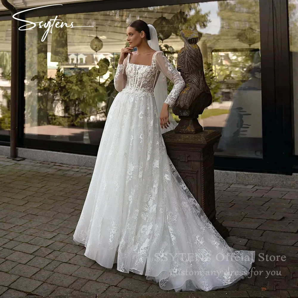 SSYTENS فساتين زفاف فاخرة الأميرة الوهم كم طويل زين فساتين زفاف خمر 2026 مشد فساتين العروس تخصيص