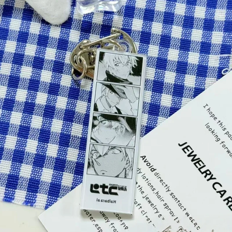 Detective Conan acrylic keychain comic strip style cute double-sided durable character charm student bag pendant anime gift