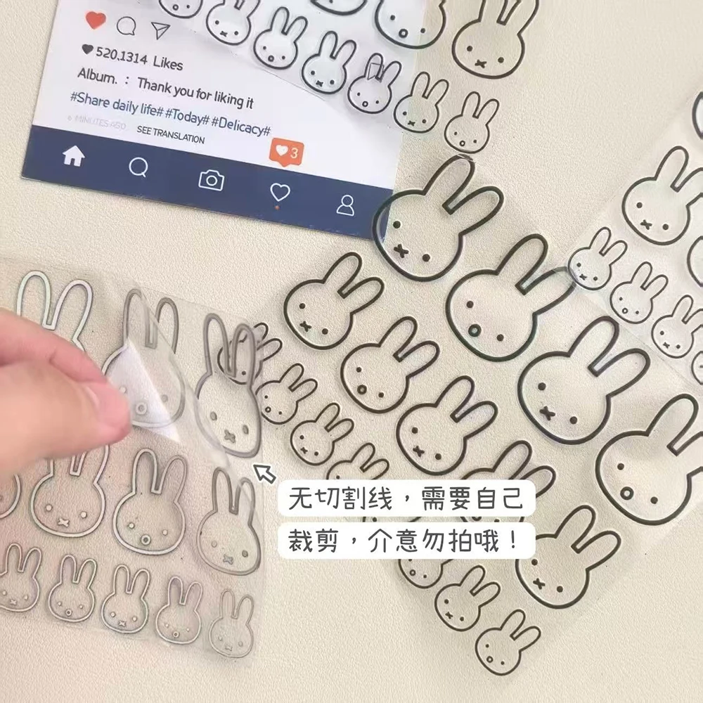 Kawaii Miffy DIY ملصق مزخرفة لطيف أرنب مقاوم للماء ملصق حائط من الفينيل لطيف الكرتون محمول زجاجة ماء DIY بها بنفسك سجل القصاصات فتاة هدية #3