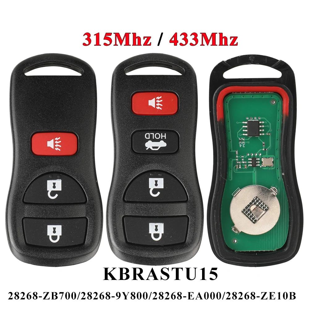 jingyuqin New 315/433MHZ Remote Car Key For Infiniti/Nissan Frontier Murano Armada Pathfinder 2002-2008 KBRASTU15 Entry