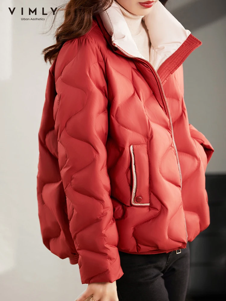 Vimly-Jaqueta Puffer Duck Down feminina, casacos de luxo, soltos, grossos, quentes, roupas femininas, moda, inverno, 2022