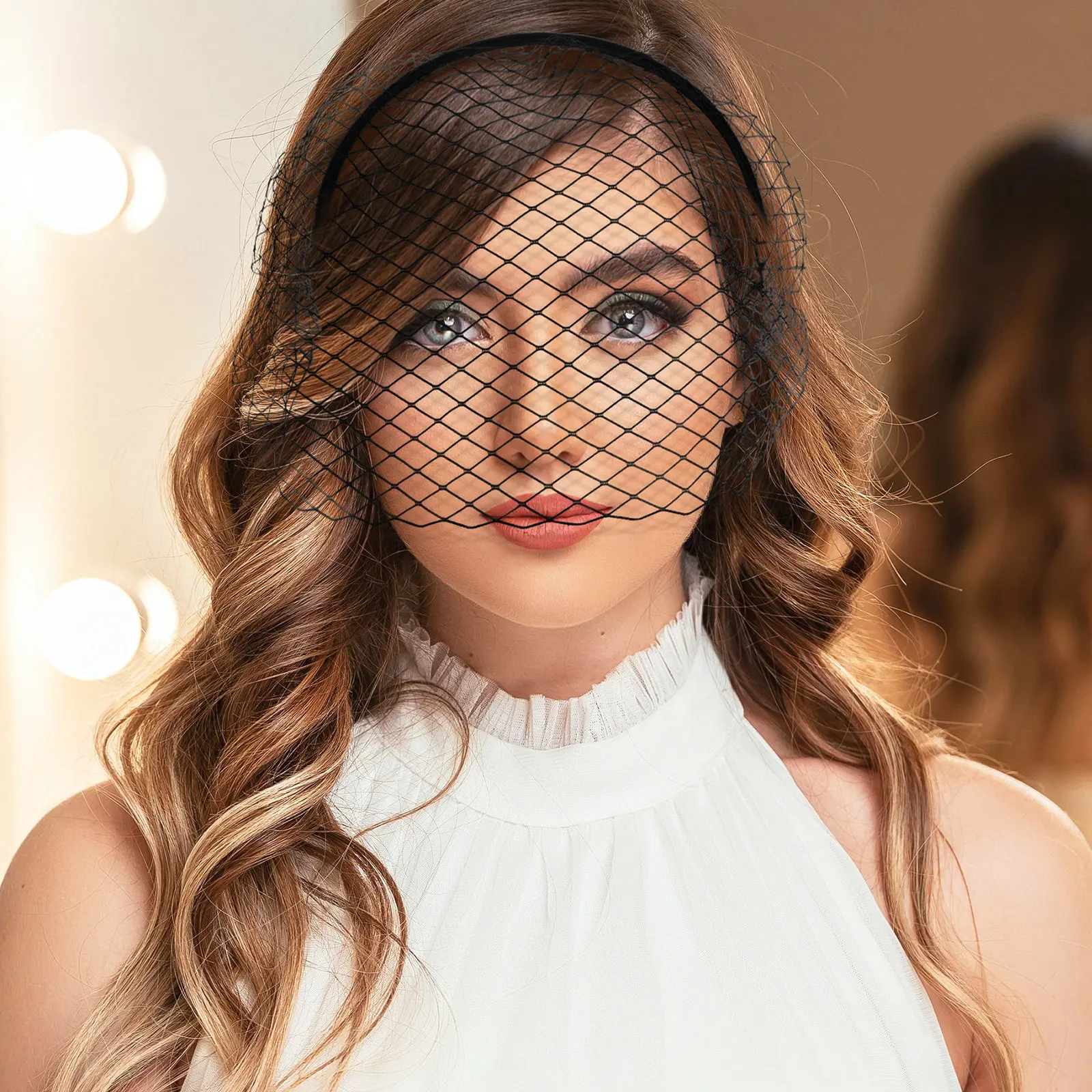 

Винтажный фасцинатор-вуаль в стиле флеппер с сеткой для лица, аксессуар для свадьбы, чаепития, торжественных мероприятий, для женщин