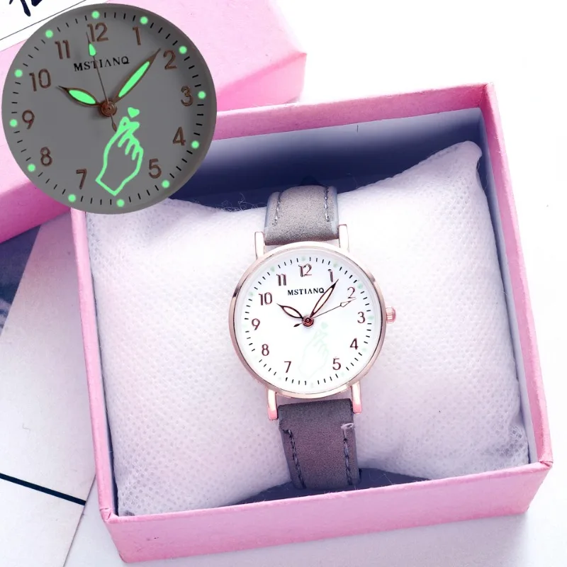 Reloj de pulsera de cuarzo con esfera pequeña para mujer, cronógrafo luminoso de lujo con forma de corazón y dedo, sencillo e informal, ideal para regalo, novedad