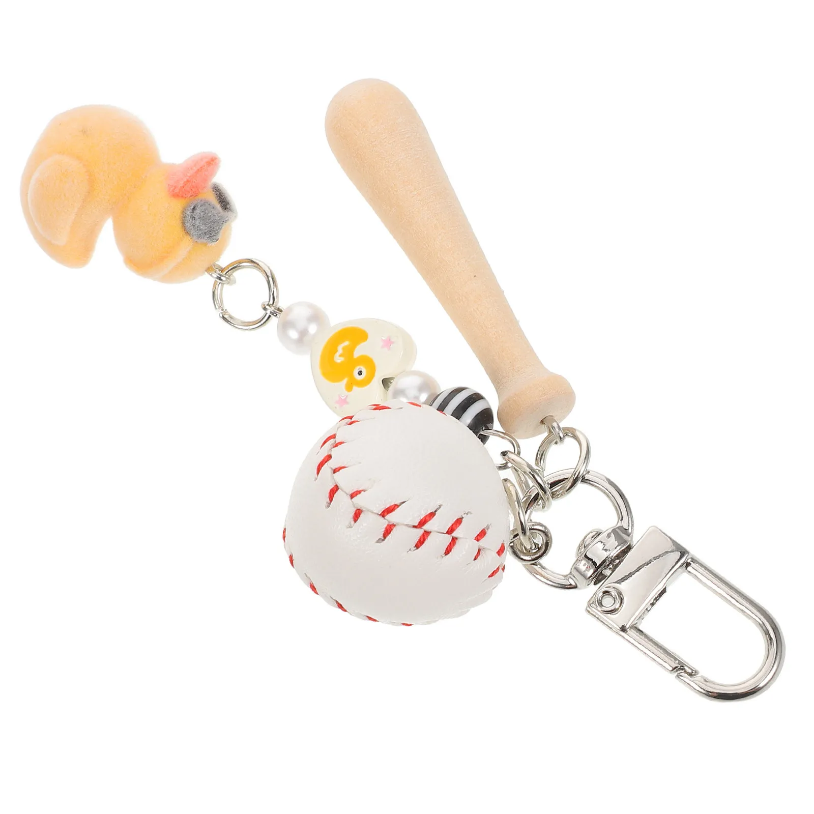 Cute Kawaii Baseball Keychain Wooden Bat Duck Pendant Unique Accessory for Fans Kids Teen Girls Bag Charms Gifts