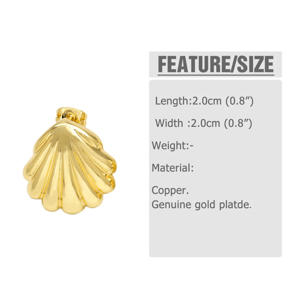FLOLA Gold Plated Conch Earrings For Women Polished Shell Ear Studs Simple Jewelry Gifts ersa092