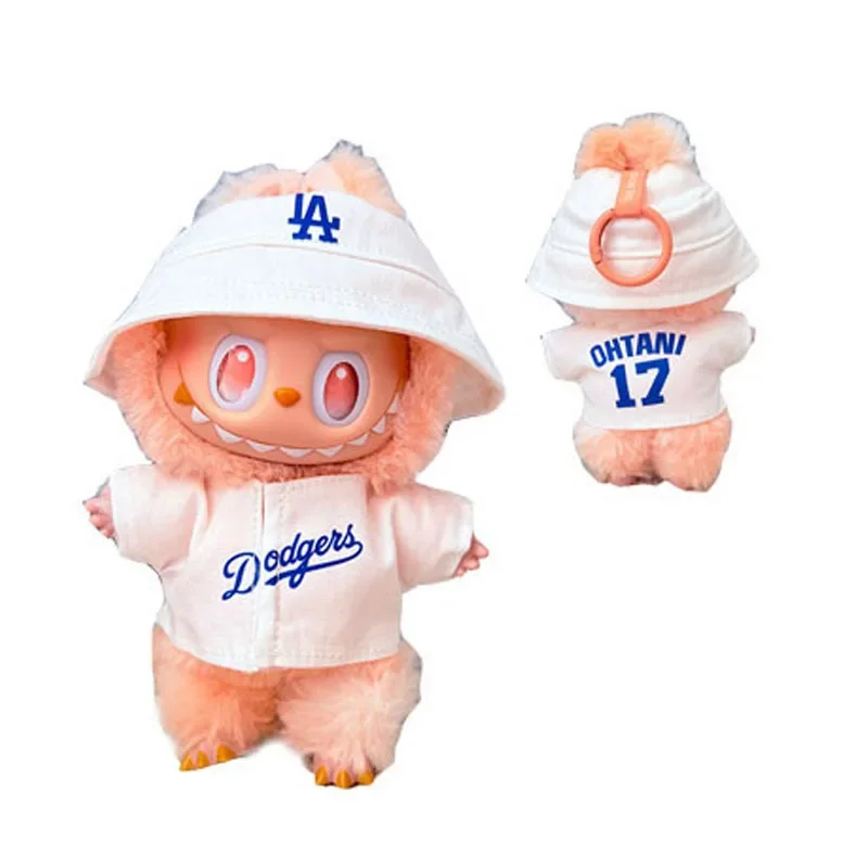 The first, second and third generations of Labubu clothes pendant Labubu sitting baby clothes LA baseball suit trend image 3