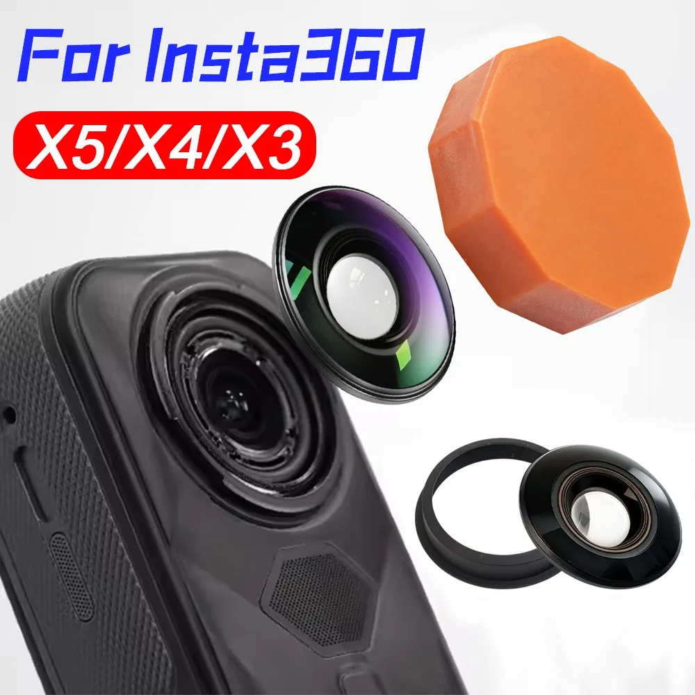 

For Insta360 X5 X4 Replacement Lens Glass for Insta 360 X5 X4 X3 Action Camera Glass Lens and Metal O Circle Ring Repair Parts