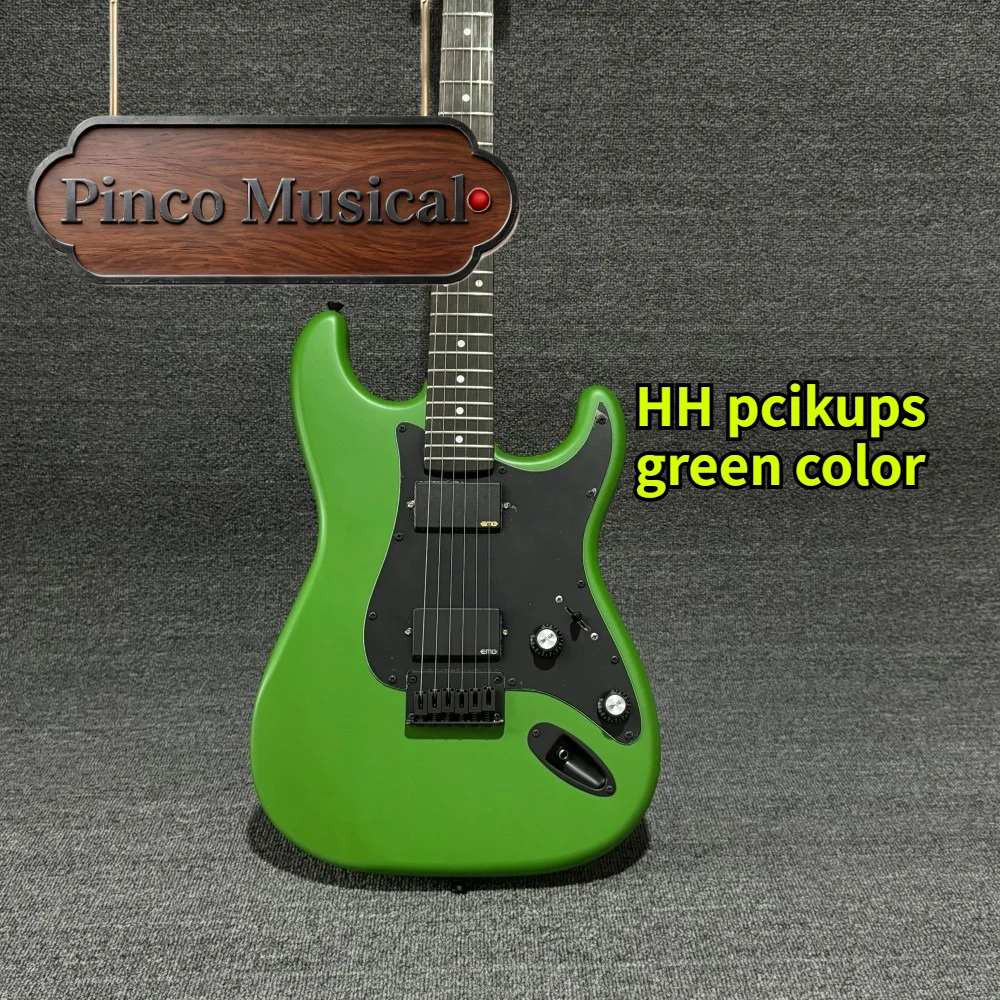 Neon Green STQ Electric Guitar, HH High Output Closed Humbuckers, Bright Fluorescent ST Heavy Metal Stage Guitar