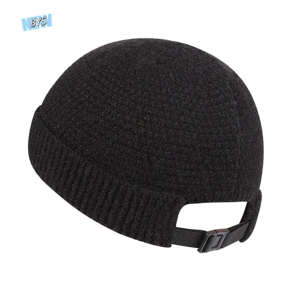 

Unisex Warm Windproof Cotton Blends Cold-proof Beanies Men Hat Knitted Skullcap Brimless Hats