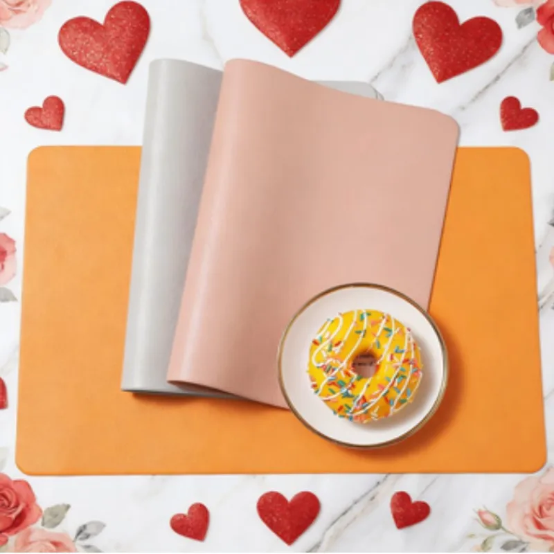 1/4/6pcs Pink Orange Gift Placemats Sets Square Irregular Shape PU Leather Placemats Oil-Proof Place Mats for Kitchen Table