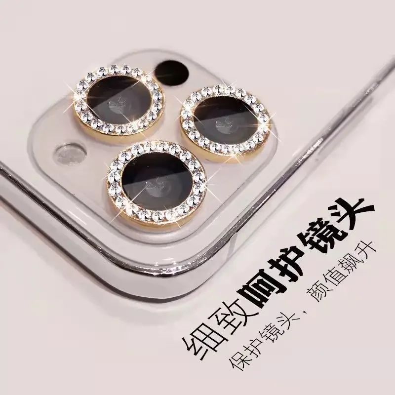 100PCS Diamond Rear Camera Ring For IPHONE 15 14 Plus 11 12 13 Pro Max 12 13 Mini Back Camera Lens Protector