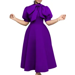 Africa Clothing African Party Evening Dresses for Women 2024 Summer Elegant African Short Sleeve High Waist Long Maxi Dress