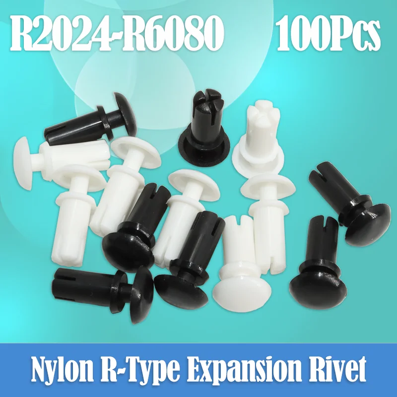 

100pcs Nylon Press Rivet Nut R Type Expansion Nail Plastic Spacer Standoff Buckle Clip for Computer PCB Circuit Motherboard