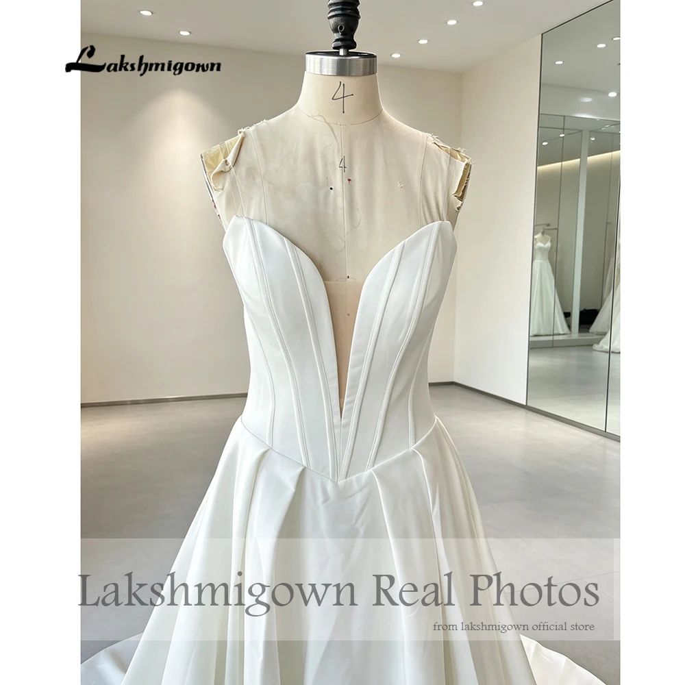 Lakshmigown Schulterfreies Crepe-Satin-Hochzeitskleid 2027 Echte Fotos A-Linie Brautkleider für formelle Partys Maßanfertigung – Detail 6