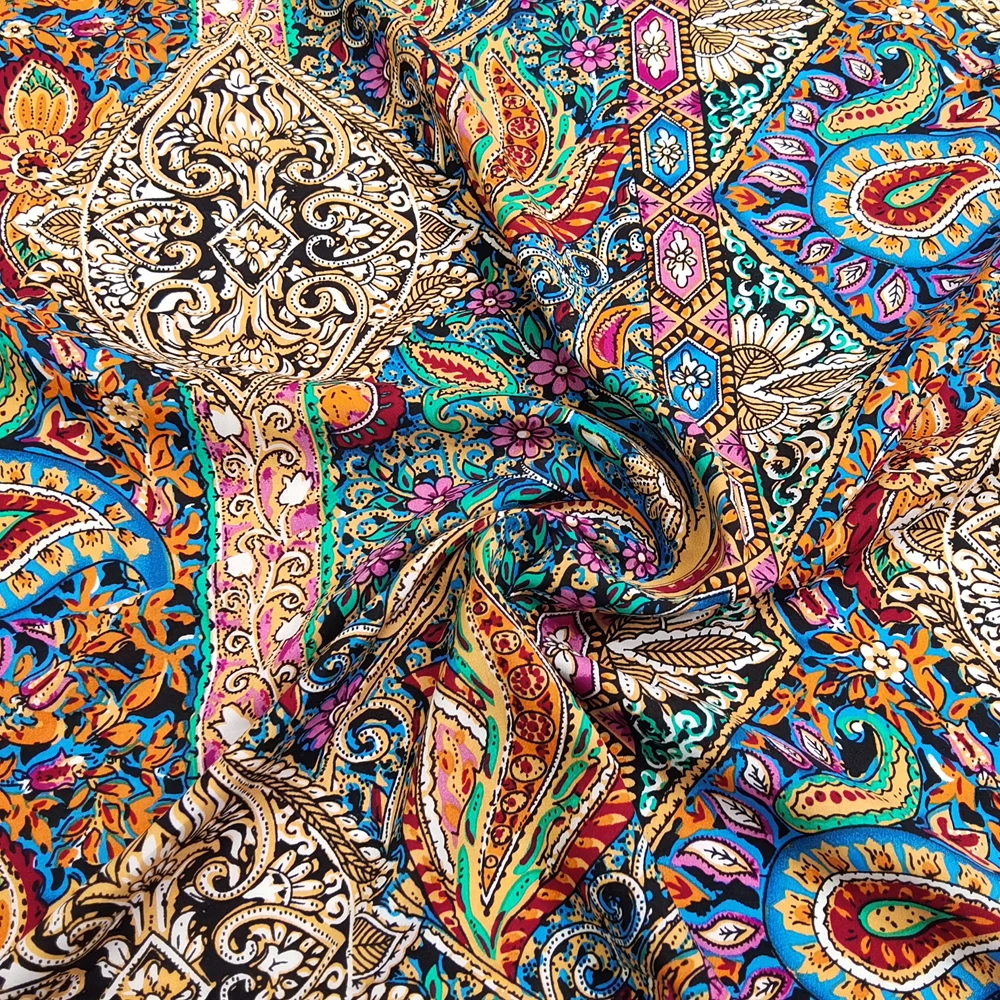 50cm*145cm Ethnic Paisley Dress Cotton Material Bohemian Floral Pattern Poplin Rayon Fabric