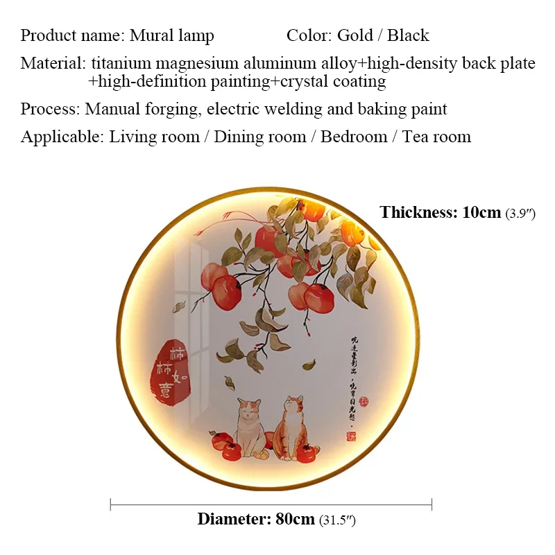 KERWIN Modern Picture Wall Lamp LED Chinese Creative Circular Mural Sconce Light For Home Living Room Study Corridor Decor