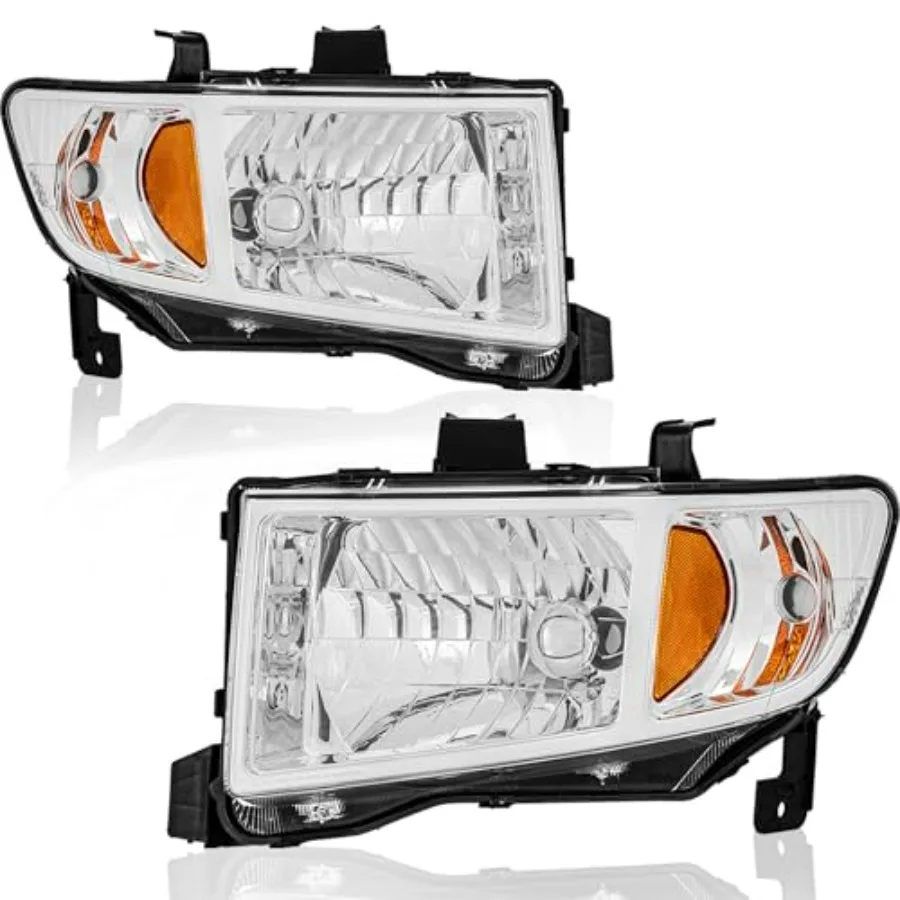 

Фары в стиле OE, совместимые с Honda Ridgeline 2006-2014, с прозрачными линзами, хромированным корпусом и янтарным отражателем (для водительской стороны)