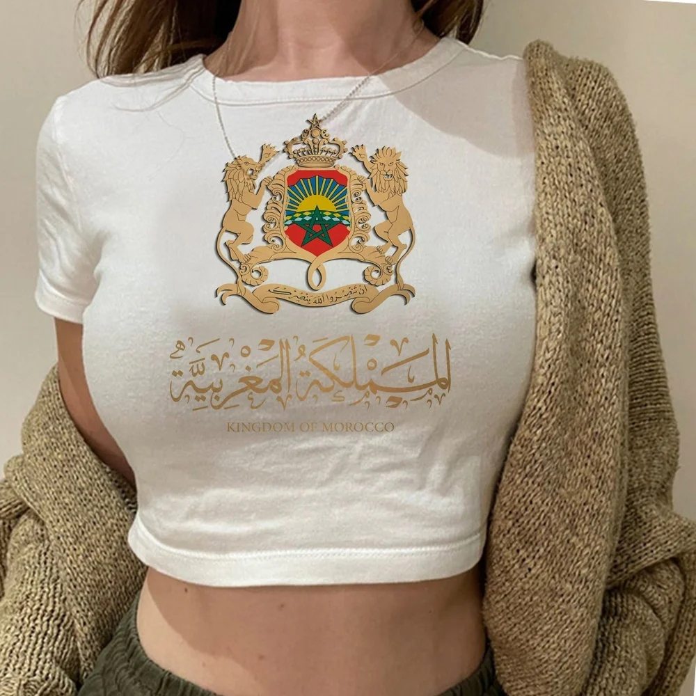 Maroc Morocco crop top women emo manga meme harajuku japanese top tees grunge dollette baddie