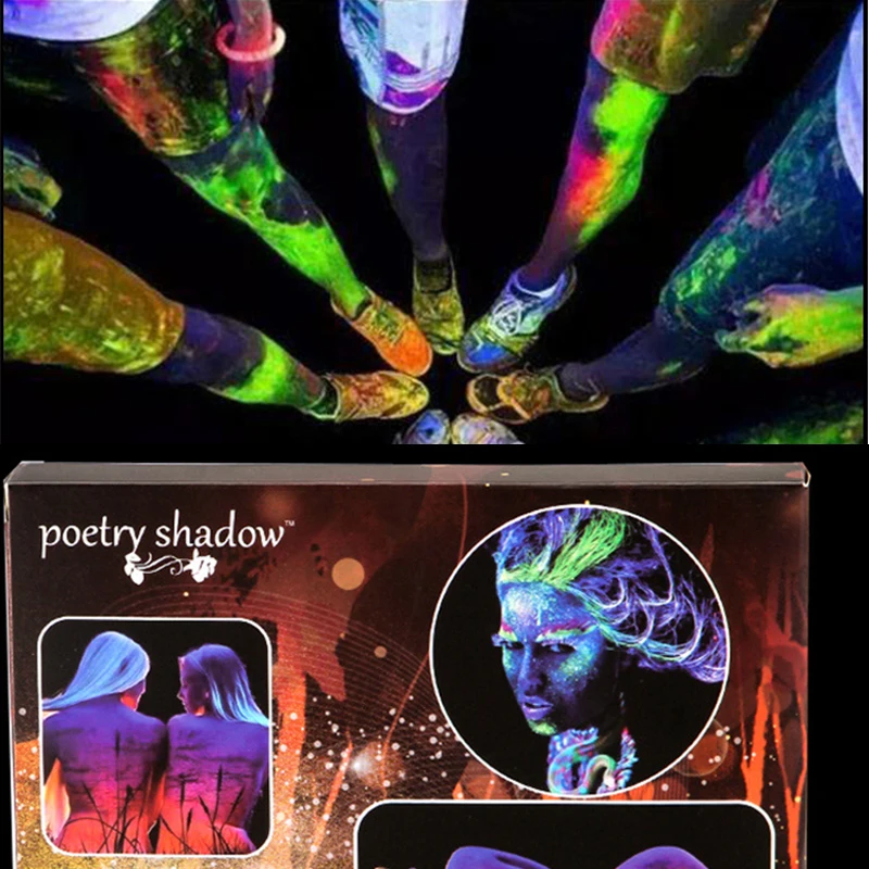 8 colori Body Painting hennè per Tattoo Palette Art UV Glow in The Dark Makeup Face Halloween Party Fancy Dress Paint Make Up