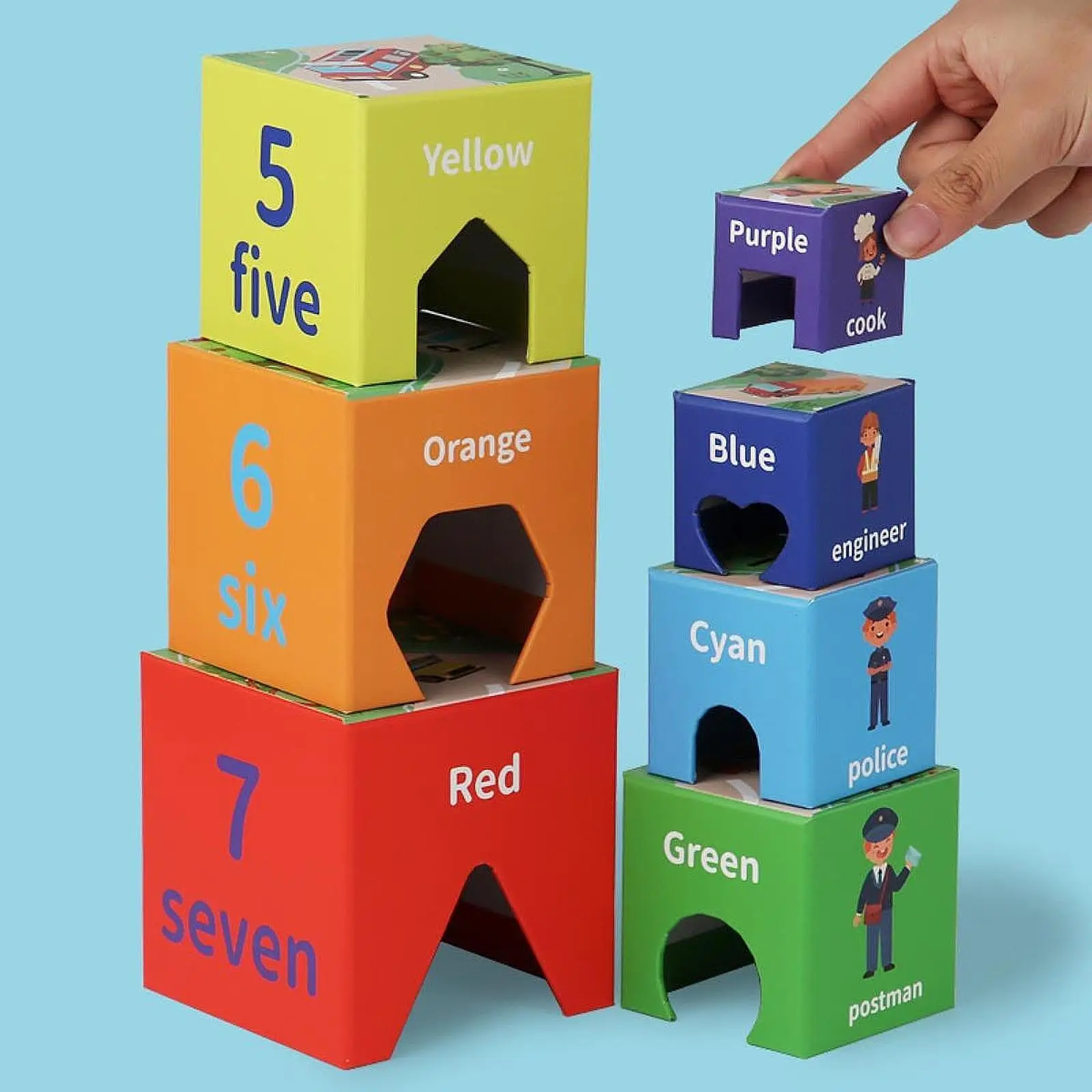 Nesting Cubes Building Set, Color Cognition Nesting and Stacking Blocks, Sorting Stacking Toys for Boys Girls