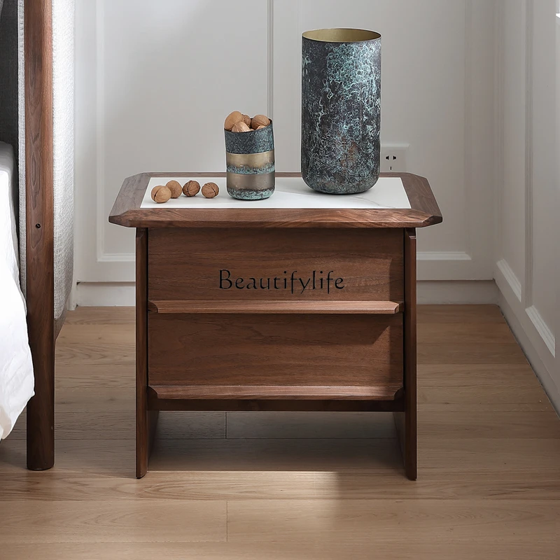 North American black walnut solid wood bedside table new light luxury high-end bedside table