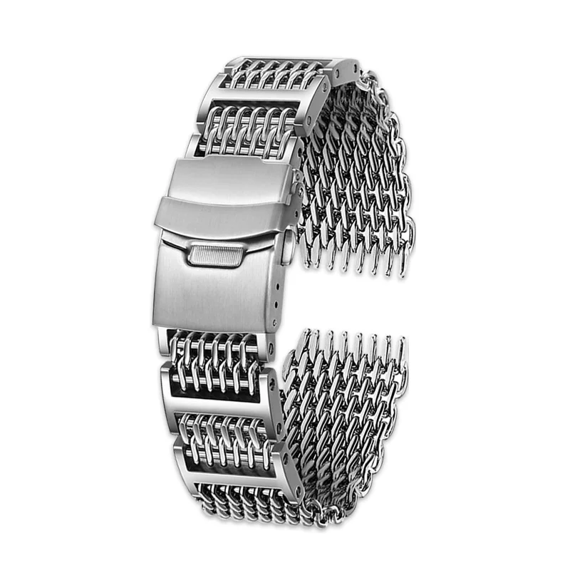 ZETHYDUM 20mm/22mm/24mm Männer Luxus Armband Edelstahl Shark Mesh Strap Für Seiko Breitling Omega panerai Tauchen Armband 3