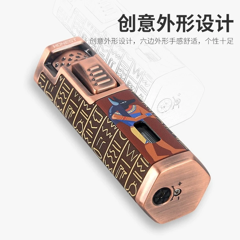 HONEST Strong Blue Flame Lighters 9MM Retractable Head Stereoscopic Embossed Craftsmanship Fine Patterns Adjustable Flame Size