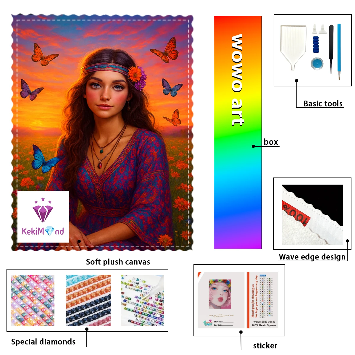 

【kekim_ Diamond Art】The girl wearing flowers is settin 100% resin FD+ab+CR Diamond Stamping Kit Perfect Masterpiece worth Buyi