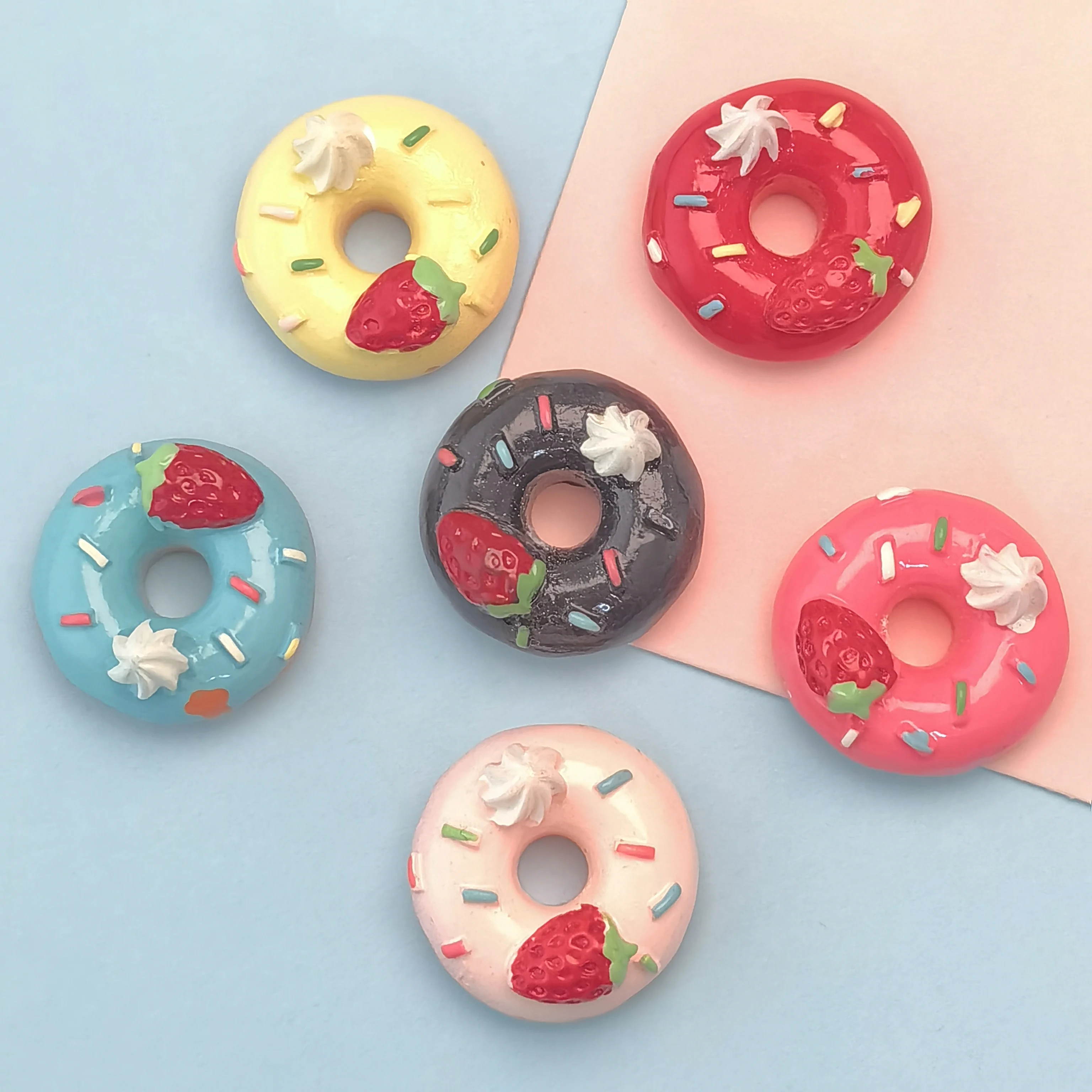 20mm Fruit Doughnut Series Miniature Flat Back Resin Cabochons For Hairpin Scrapbooking DIY Home Decor Crafts Accessories