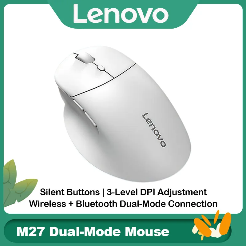 Lenovo M27 Wireless Bluetooth Mouse 2.4G Dual Mode Silent Ergonomic Portable Office Mice For Laptop PC Mac Desktop