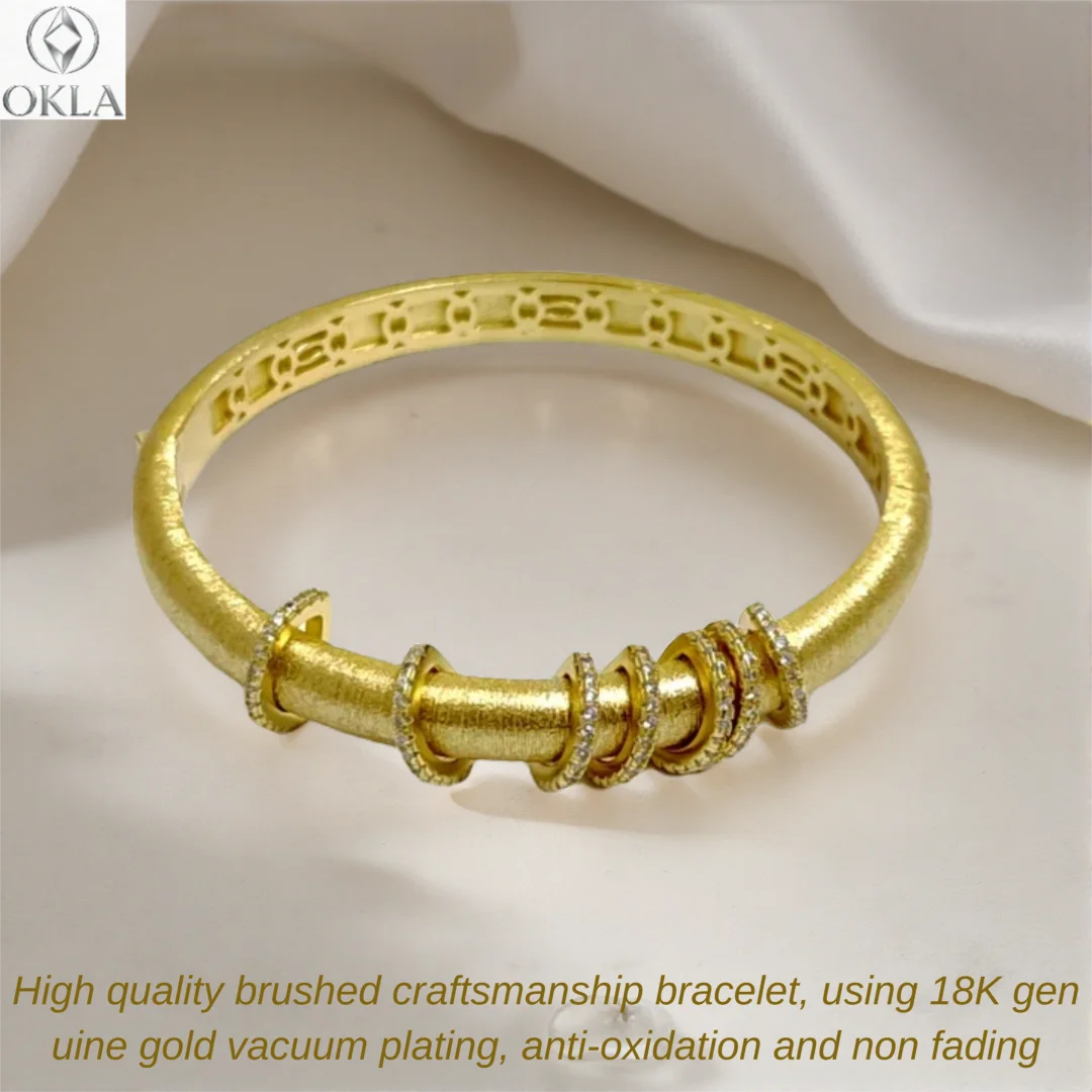 Classic European And American Style Brushed Craftsmanship 925 Silver Plated 18k Gold Bracelet, Women's Holiday Jewelry Gift