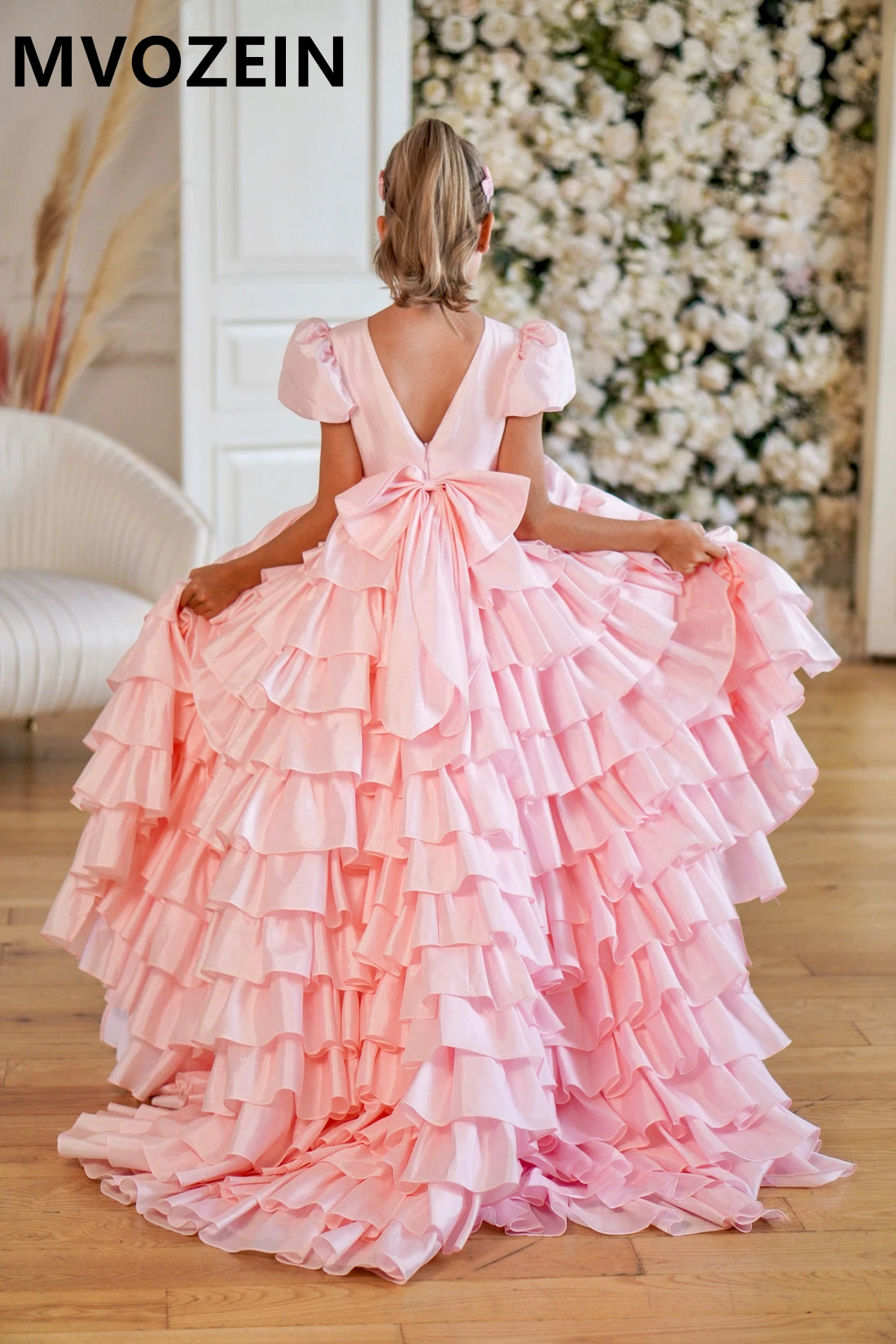 

Mvozein Layers Flower Girl Dresses Pink Birthday Girl Dress Two Pieces High-Low Princess Dress Cute Baby Girl Dress Girl Gown