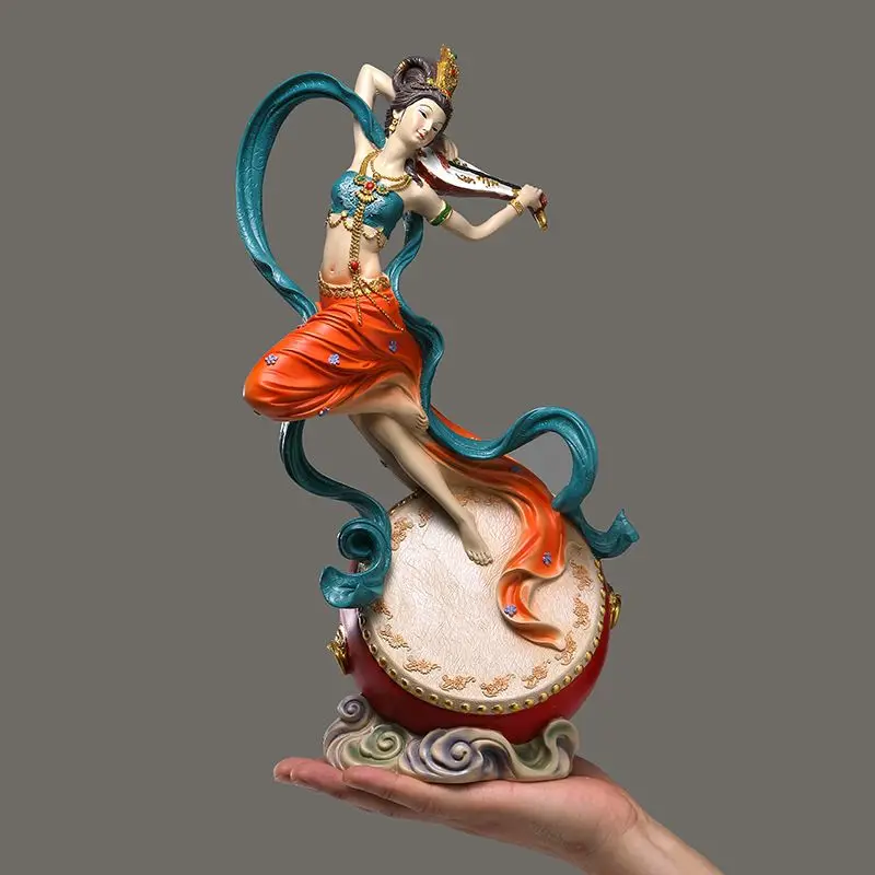 Chinese-style Dunhuang flying apsara ornament, Zen-inspired classical figure, antique-style decorative craft for living room