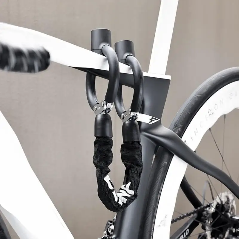 Bike Chain Lock with Two Circulars Locking Sections and a Key-Operated Mechanism, Sleeved Chain for Cycles, Motorcycles, 69HD