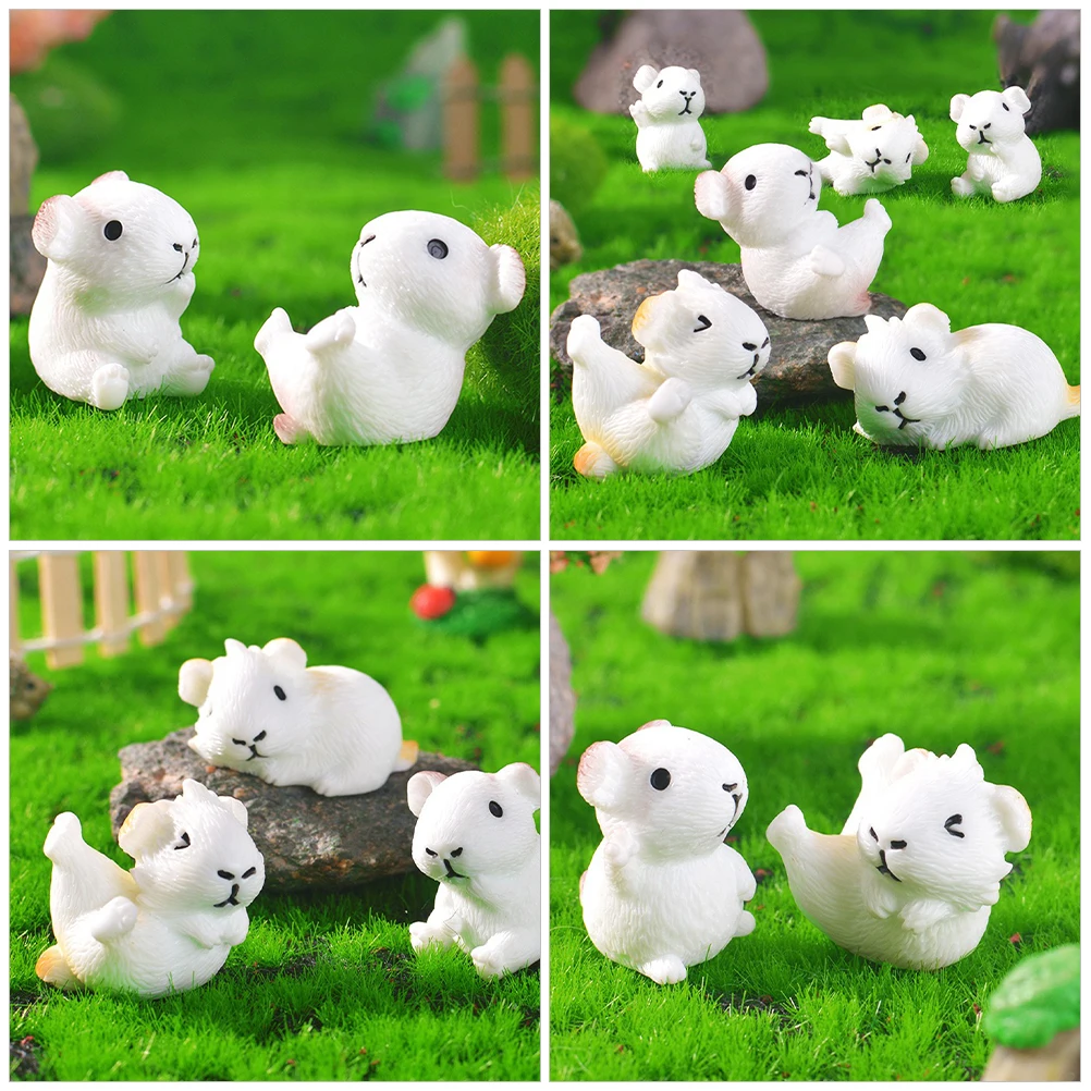 6 قطعة خنزير غينيا الساحرة الراتنج مصغرة المشهد الديكور المشهد الصغير الحلي دمية الحيوانات الراتنج الحيوان تمثال #4