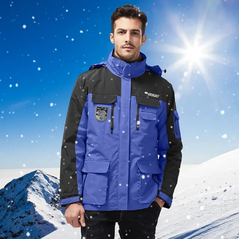 بدلة تزلج للرجال ملابس شتوية للتزلج على الجليد سترات تزلج سميكة دافئة مقاومة للماء سترة ثلج خارجية + سراويل للعلامة التجارية للرجال #2