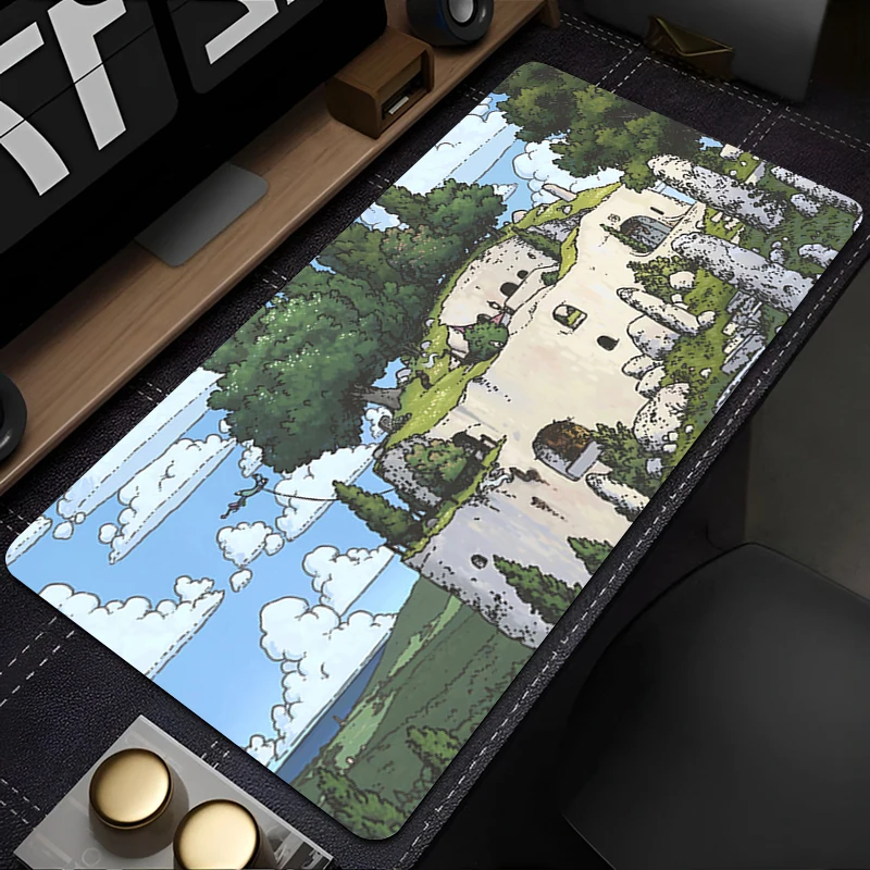 لوحة ماوس ممتدة للألعاب مع حواف مخيطة حصيرة مكتبية معالج كرتوني قاعدة غير قابلة للانزلاق لوحة مفاتيح الكمبيوتر لأجهزة الكمبيوتر المحمول #2