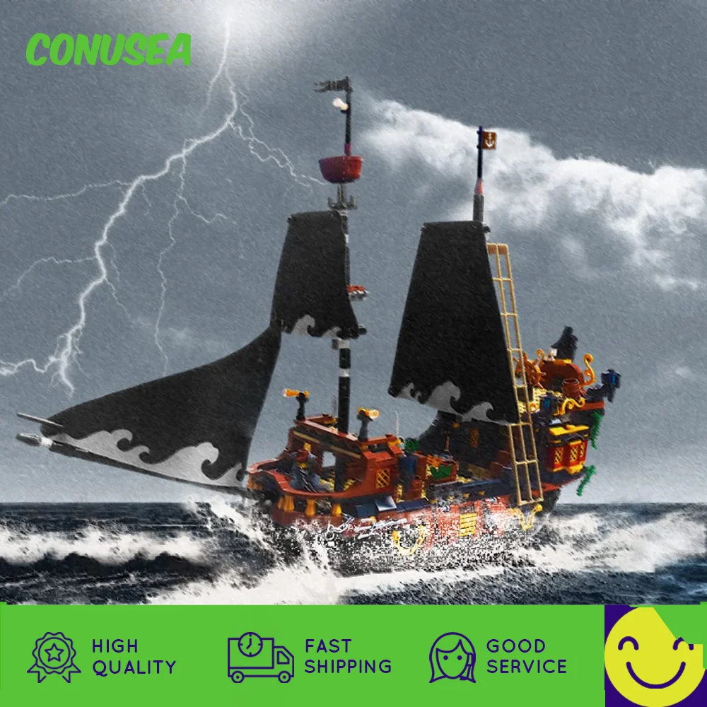 

1328Pcs Pirate Ship Boat Model Building Block Mini Bricks Blocks Toy Black Puzzle Assembly Kids Toys for Children Birthday Gifts