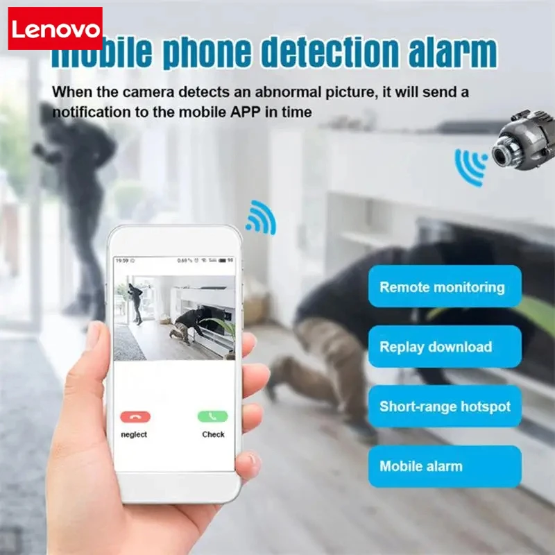 Mini Wireless Home Security Filmadora, Gravador de Vídeo Áudio IP, Visão Noturna, Detecção de Movimento, WiFi, HD, 1080P