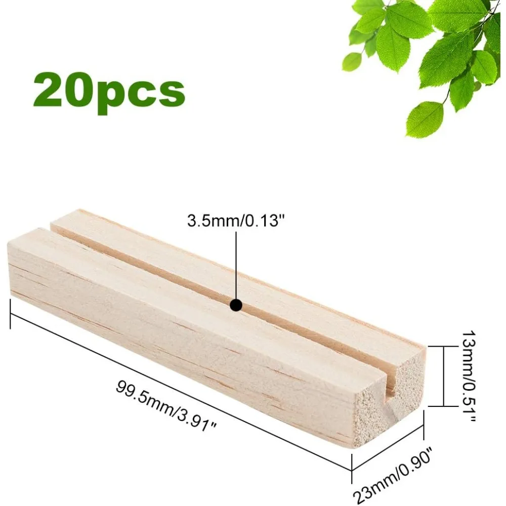 20pcs Wood Place Card Holders 3.5mm Slot Wood Sign Holders Table Number Stand Table Number Holders for Wedding Party Events