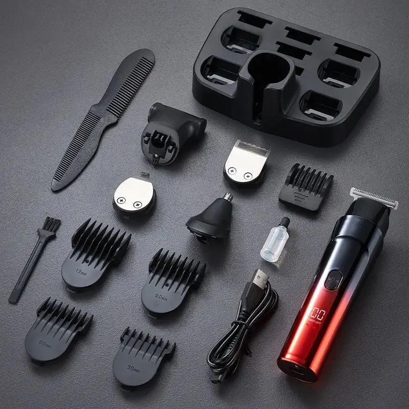 Cortadora de pelo multifuncional 5 en 1 recargable por USB, recortadora de barba para hombres, cuerpo, nariz y pelo, afeitadora de pelo