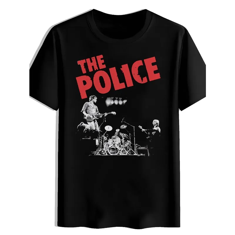 Men's Rock Band Pattern T-shirt Police Band Shirt with Classic Music Artwork Lightweight, Suitable for Concerts, Festivals