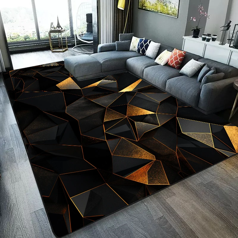 Modern Geometric Style Carpet for Living Room Washable Big Size Soft Rugs Room Decoration Home Non-slip Mats for Bedroom Flannel