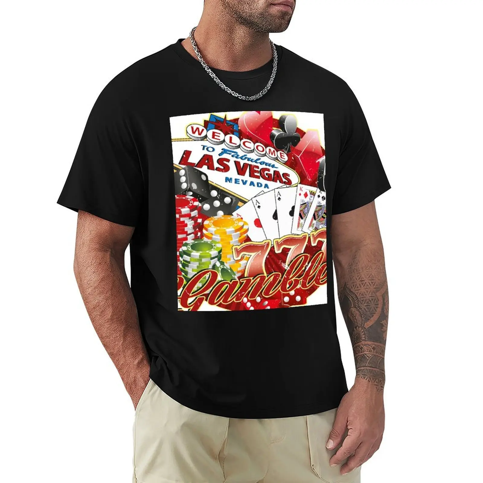 Las Vegas Casino Gambler T-Shirt Work Outdoor T-Shirt for Men