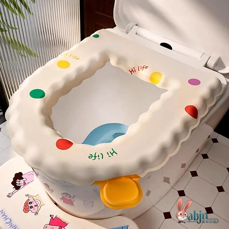 

Dopamine Bathroom Toilet Cover New EVA Waterproof Cushion Four Seasons Universal with Handle Toilet Cover Household Clea...